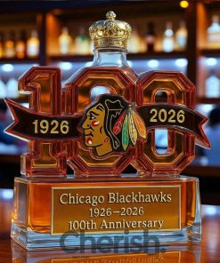 Chicago Blackhawks 100th Anniversary Whiskey Bottle