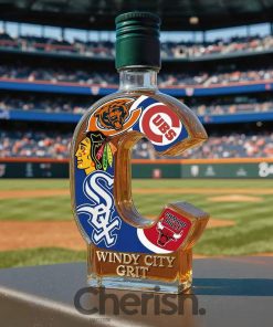 Chicago Sports Fans WINDY CITY GRIT Limited Edition Whiskey Bottle – Collectible Decanter for True Windy City Pride