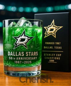Dallas Stars 58th Anniversary Whiskey Glass