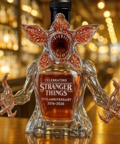 Demogorgon Celebrating Stranger Things 10th Anniversary Whiskey Bottle