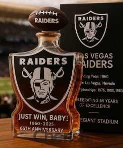 Las Vegas Raiders 65th Anniversary ‘Just Win Baby!’ Whiskey Bottle