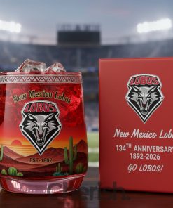 New Mexico Lobos 134th Anniversary “Go Lobos!” Whiskey Glass