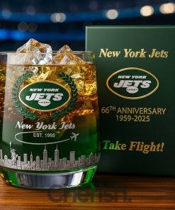 New York Jets 66rd Anniversary Whiskey Glass