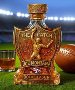 San Francisco 49ers Joe Montana the Catch Legendary Football Moment 80th Anniversary Whiskey Bottle