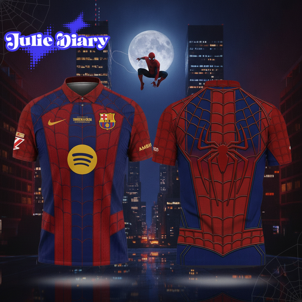 Barcelona x Spider-Man Brand New Day Collaboration Game Day 2026 Polo Shirt Barcelona x Spider-Man Brand New Day Collaboration Game Day 2026 Polo Shirt