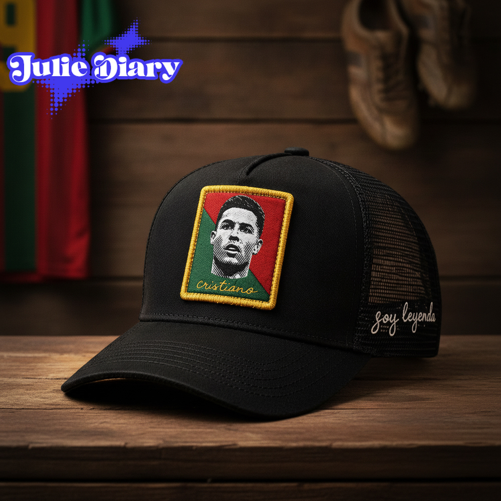 Cristiano Ronaldo Edu Aguirre Soy Leyenda Embroidered Mesh Back Trucker Cap Cristiano Ronaldo Edu Aguirre Soy Leyenda Embroidered Mesh Back Trucker Cap