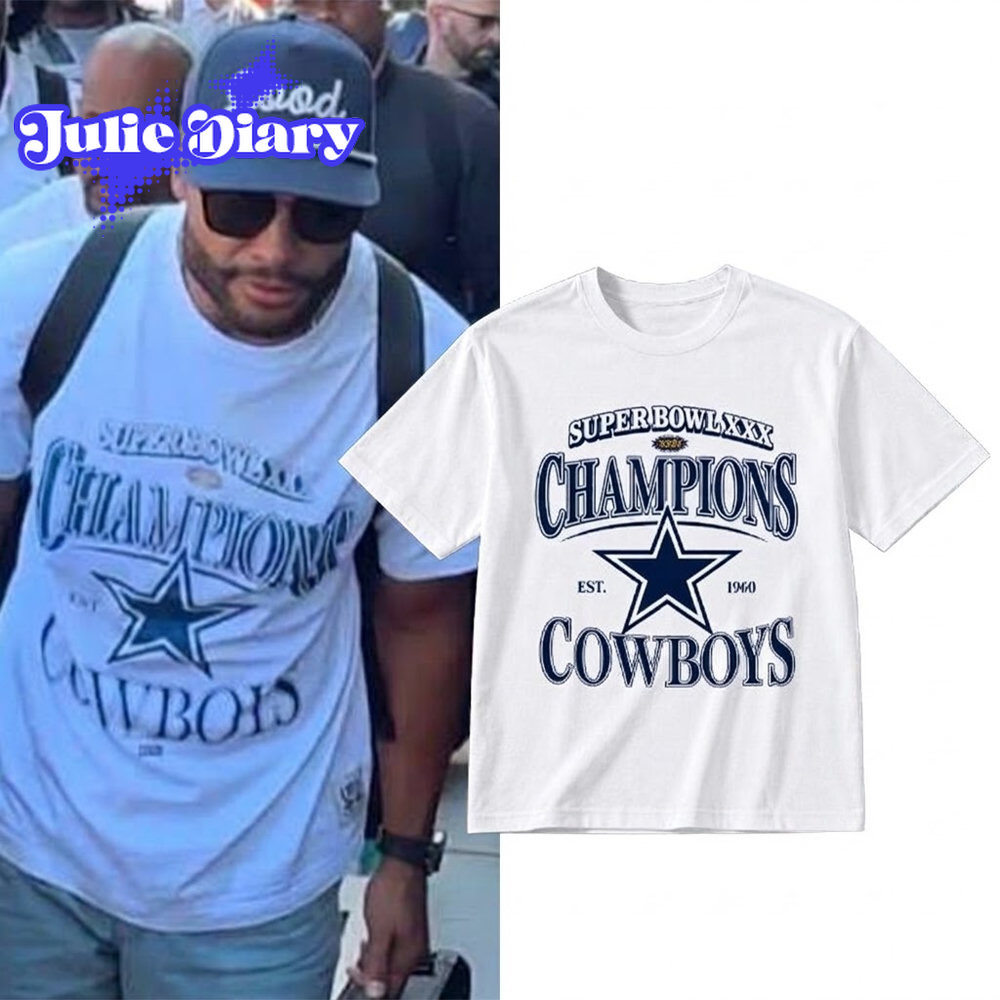 Dak Prescott Cowboys Camp Super Bowl XXX Champions 2D Shirt Dak Prescott Cowboys Camp Super Bowl XXX Champions 2D Shirt