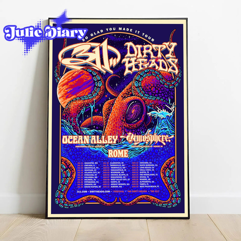 Dirty head X 311 Band – So Glad You Made It Tour 2026 Poster Dirty head X 311 Band – So Glad You Made It Tour 2026 Poster