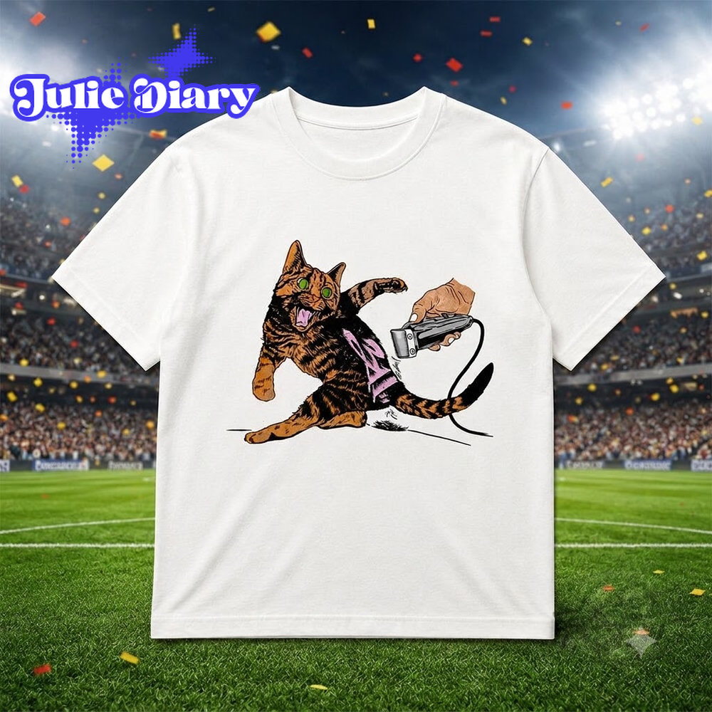 Funny Shaving Cat Shirt Crazy Tabby Pet Grooming 2D Shirt Funny Shaving Cat Shirt Crazy Tabby Pet Grooming 2D Shirt