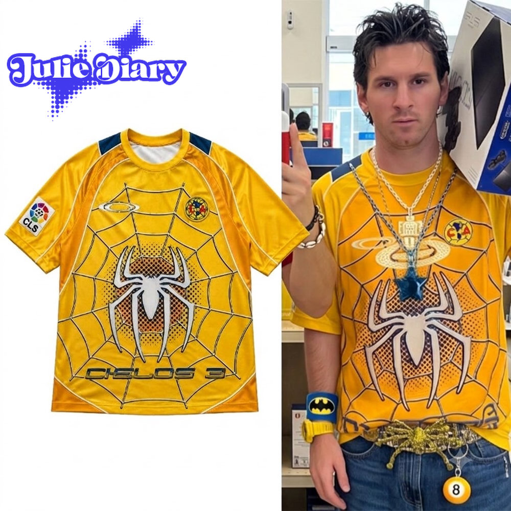 Messi Club America Spider Man Cielos 3 Yellow Soccer Jersey Messi Club America Spider Man Cielos 3 Yellow Soccer Jersey