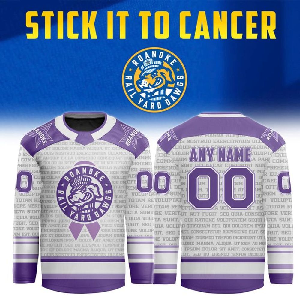 Rail Yard Dawgs 2026 Stick It To Cancer Night Hockey Jersey Rail Yard Dawgs 2026 Stick It To Cancer Night Hockey Jersey