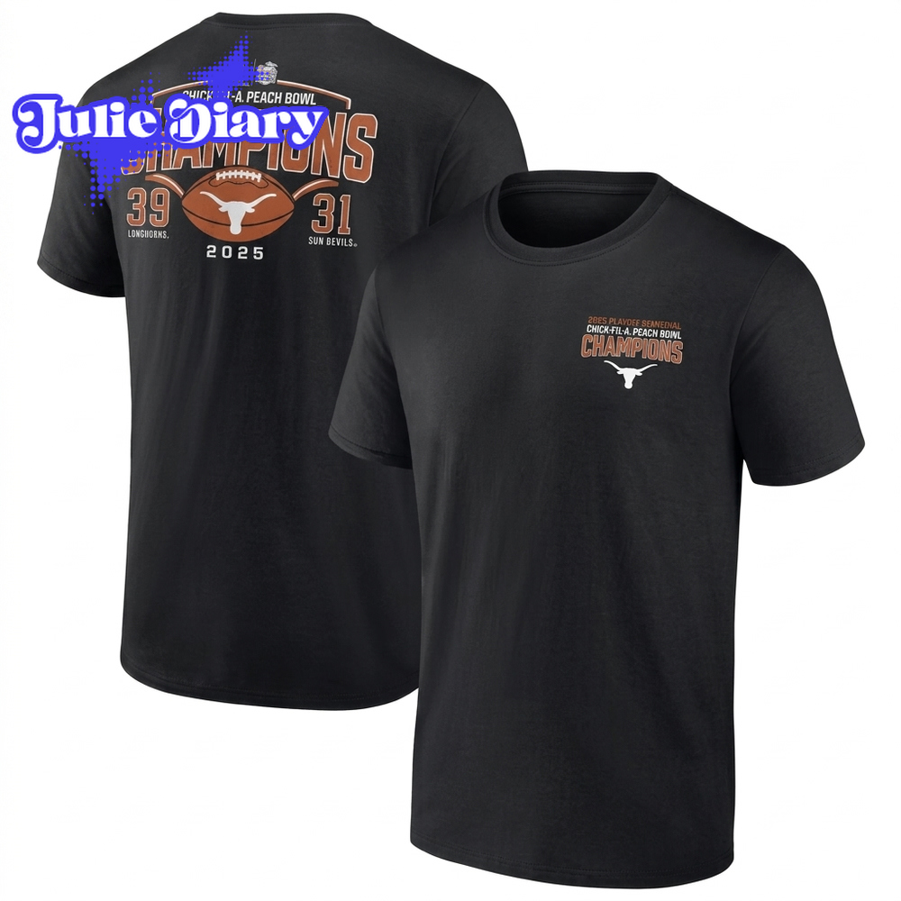 Texas Longhorns Football 2025 Peach Bowl Champions T-Shirt Texas Longhorns Football 2025 Peach Bowl Champions T-Shirt
