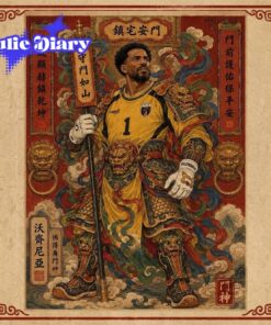 Vozinha Cape Verde Goalkeeper Chinese Door God Art Canvas Poster