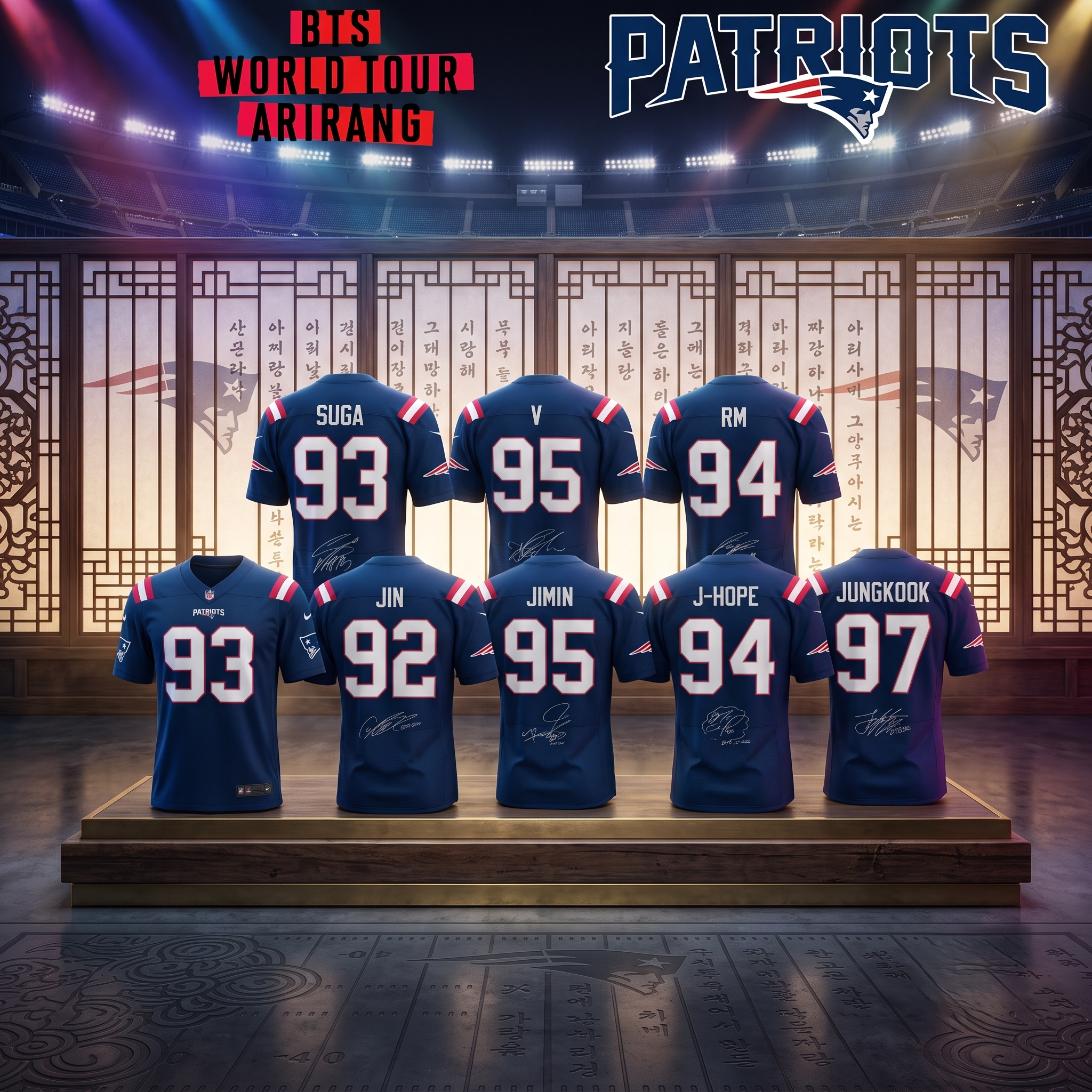 New England Patriots x BTS World Tour 2026 Football Jersey New England Patriots x BTS World Tour 2026 Football Jersey