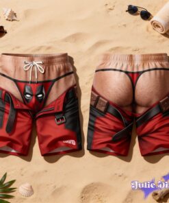 Deadpool Swim Trunks – Funny Butt Cutout Beach Shorts for Men
