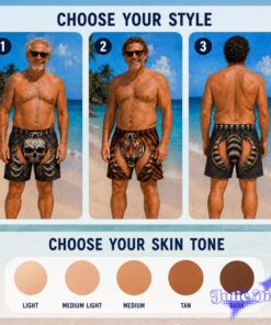 Animal Face Cutout Swim Trunks – Funny Beast Print Open Back Beach Shorts
