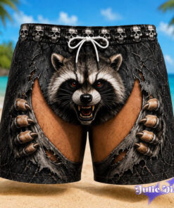Animal Face Cutout Swim Trunks – Funny Beast Print Open Back Beach Shorts
