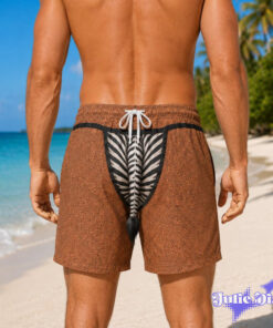 Animal Face Thong Swim Trunks – Funny Shark Zebra Tiger Print Beach Shorts