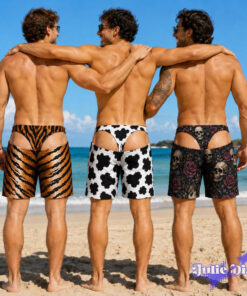Animal Print Butt Cutout Swim Trunks – Funny Novelty Beach Shorts Animal Print Butt Cutout Swim Trunks – Funny Novelty Beach Shorts