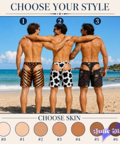 Animal Print Butt Cutout Swim Trunks – Funny Novelty Beach Shorts