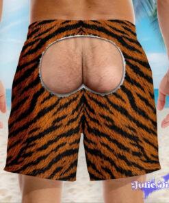 Animal Print Open Back Swim Trunks – Funny Bare Butt Cutout Beach Shorts