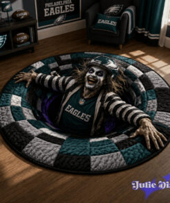 Beetlejuice Halloween Full Team NFL Round Rug