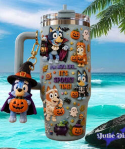 Bluey Halloween Spooky Season Character Kids Fan Tumbler ( Not Inclue Keyring)