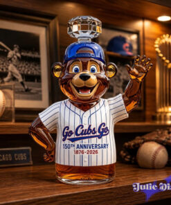 Chicago Cubs Mascot Bear 150th Anniversary Whiskey Bottle