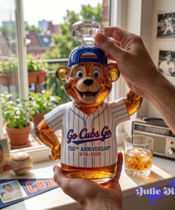 Chicago Cubs Mascot Bear 150th Anniversary Whiskey Bottle