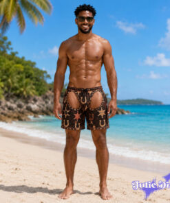 Cowboy Chaps Swim Trunks – Funny Open Back Western Beach Shorts