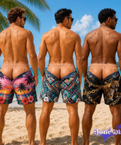 Denim Illusion Swim Trunks – Funny Jean Print Beach Shorts Denim Illusion Swim Trunks – Funny Jean Print Beach Shorts