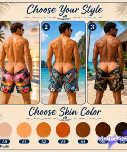 Denim Illusion Swim Trunks – Funny Jean Print Beach Shorts