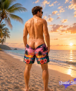 Denim Illusion Swim Trunks – Funny Jean Print Beach Shorts