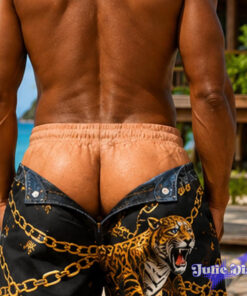 Denim Illusion Swim Trunks – Funny Jean Print Beach Shorts