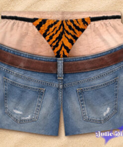 Denim Thong Illusion Swim Trunks – Funny Jean & Underwear Print Beach Shorts