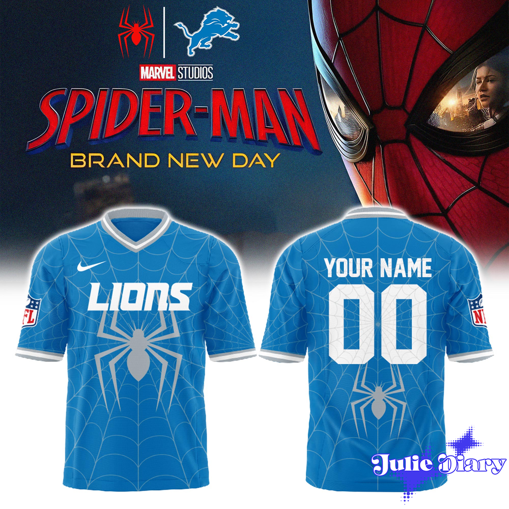 Detroit Lions x Spider Man Football Jersey
