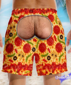Food Print Open Back Swim Trunks – Funny Bare Butt Cutout Beach Shorts Food Print Open Back Swim Trunks – Funny Bare Butt Cutout Beach Shorts