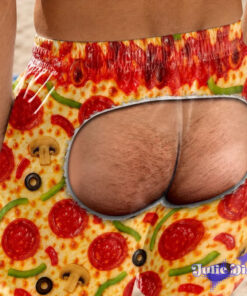 Food Print Open Back Swim Trunks – Funny Bare Butt Cutout Beach Shorts