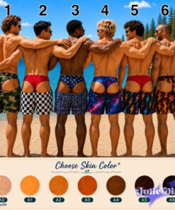 Funny Butt Cutout Swim Trunks – Novelty Pattern Beach Shorts