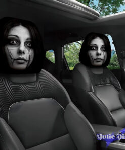 Girl Cracked Face Haunt Halloween Car Headrest Cover 2026 Girl Cracked Face Haunt Halloween Car Headrest Cover 2026