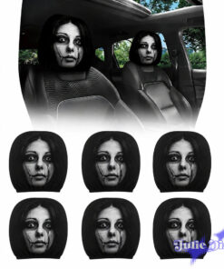 Girl Cracked Face Haunt Halloween Car Headrest Cover 2026
