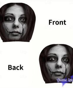 Girl Cracked Face Haunt Halloween Car Headrest Cover 2026