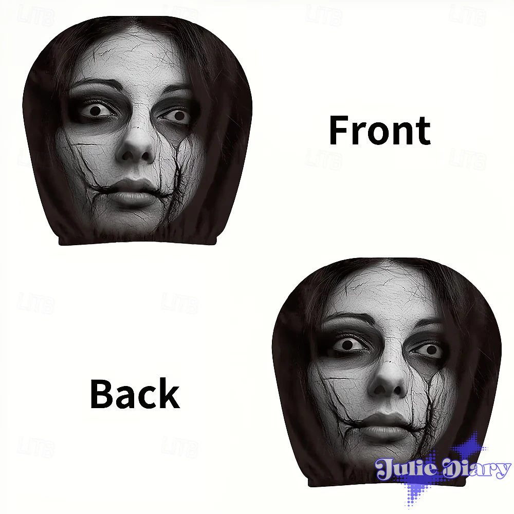 Girl Cracked Face Haunt Halloween Car Headrest Cover 2026 Girl Cracked Face Haunt Halloween Car Headrest Cover 2026