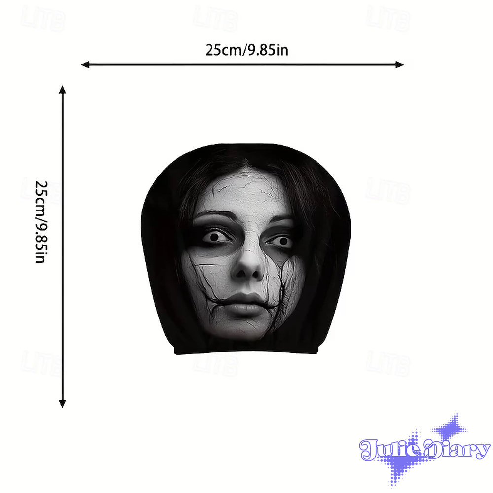 Girl Cracked Face Haunt Halloween Car Headrest Cover 2026 Girl Cracked Face Haunt Halloween Car Headrest Cover 2026