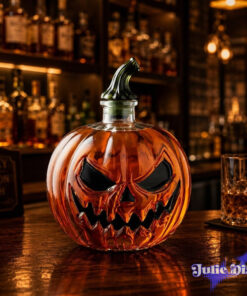 Halloween Jack O’ Lantern Pumpkin Empty Whiskey Bottle Decanter
