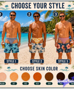 Hawaiian Thong Illusion Swim Trunks – Funny Underwear Print Beach Shorts
