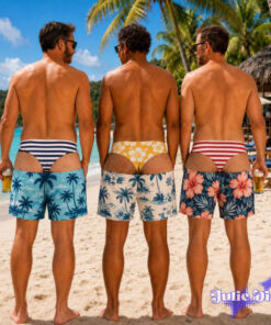 Hawaiian Thong Illusion Swim Trunks – Funny Underwear Print Beach Shorts