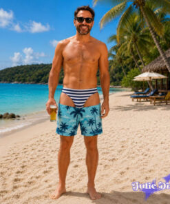 Hawaiian Thong Illusion Swim Trunks – Funny Underwear Print Beach Shorts