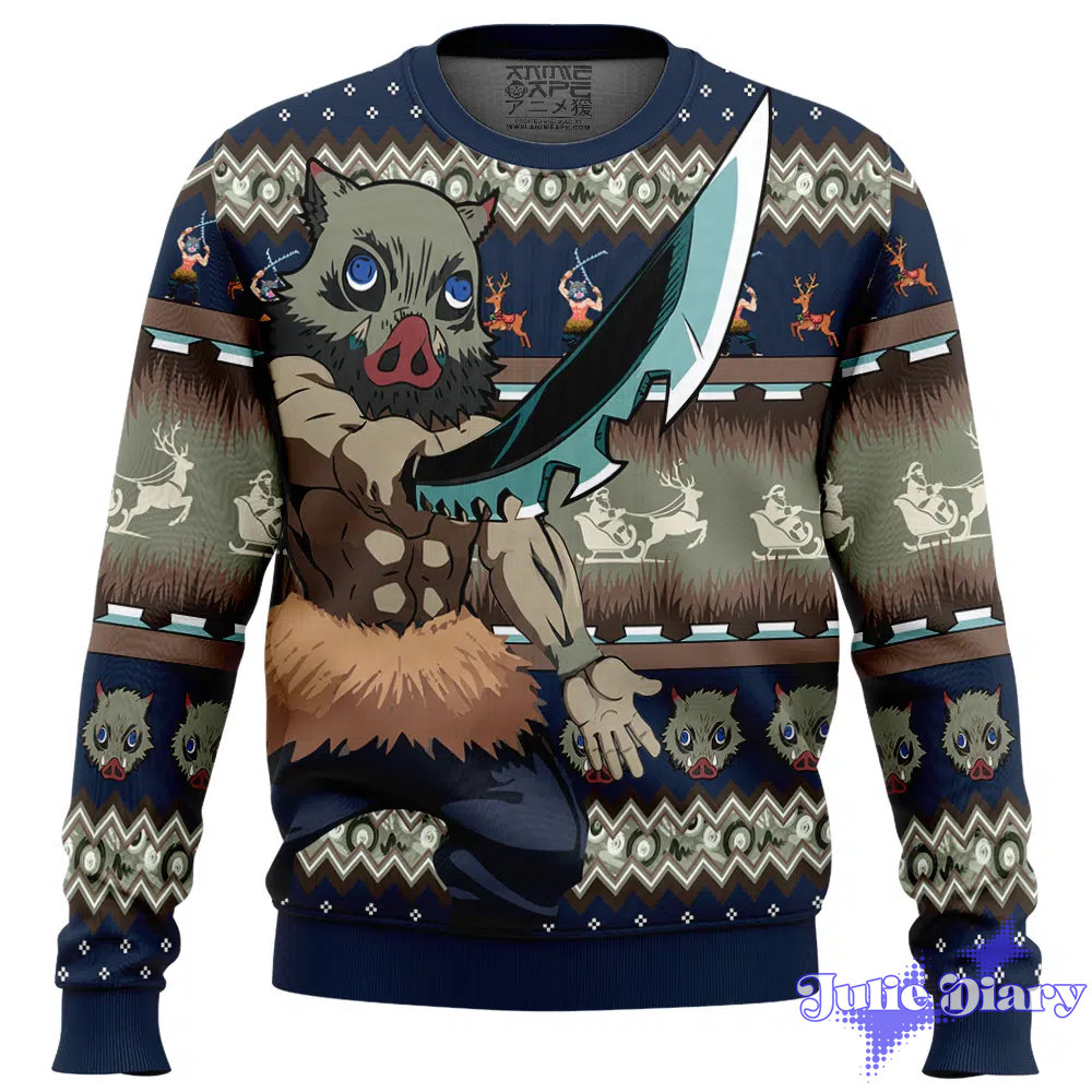 Inosuke Demon Slayer Ugly Christmas Sweater Inosuke Demon Slayer Ugly Christmas Sweater