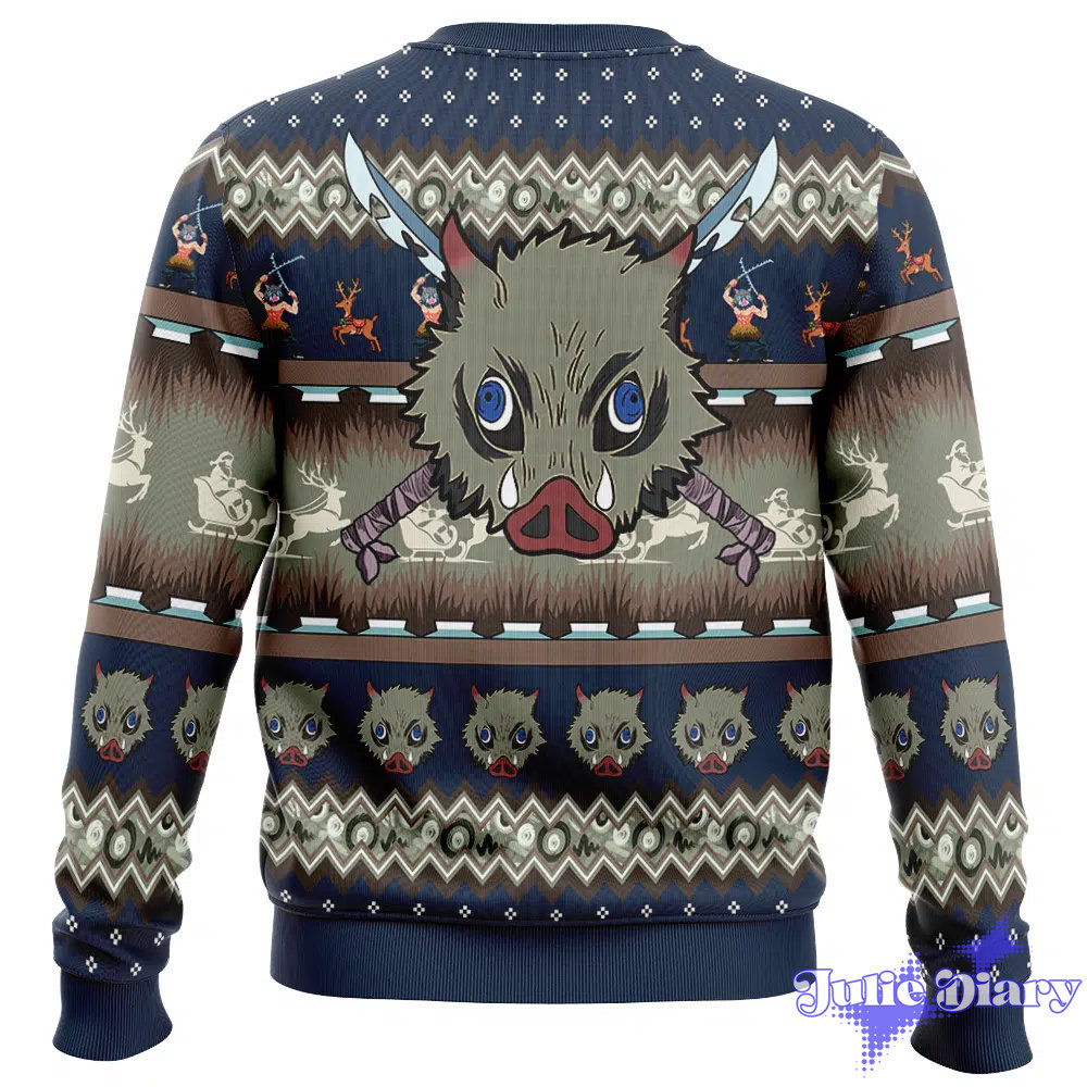 Inosuke Demon Slayer Ugly Christmas Sweater Inosuke Demon Slayer Ugly Christmas Sweater